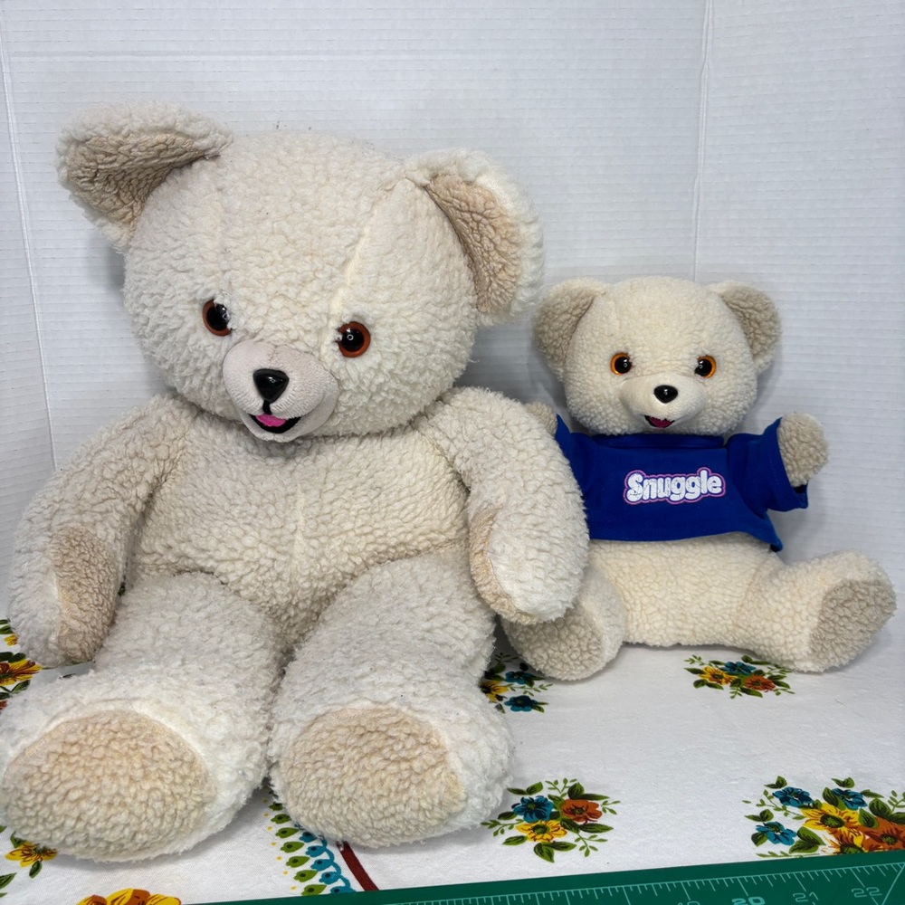Vintage 1986 Snuggle Fabric Softener Merch Teddy Bear Duo Hand Puppet